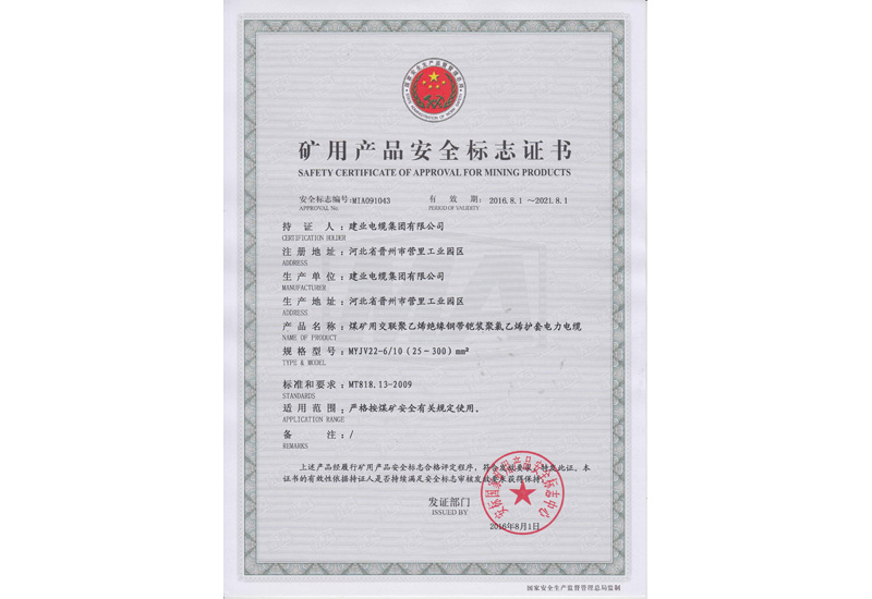 煤矿安标认证证书-快盈VIII