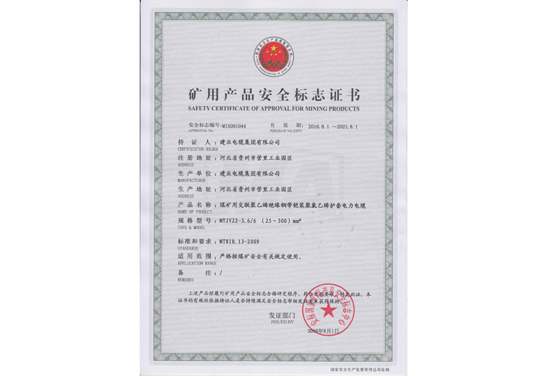 煤矿安标认证证书-快盈VIII
