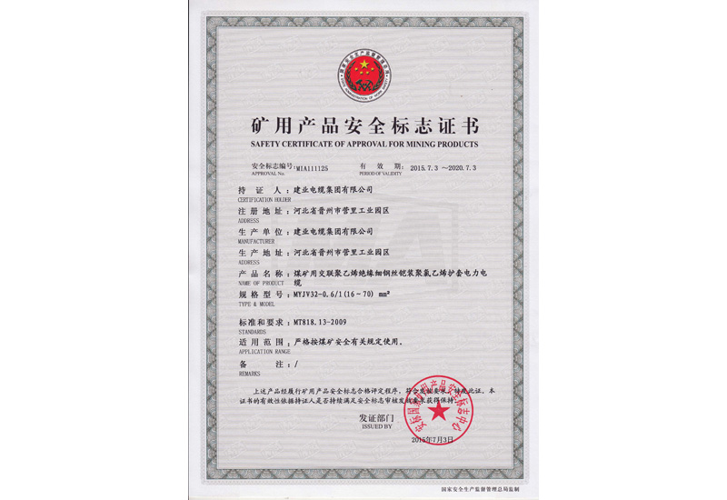 煤矿安标认证证书-快盈VIII