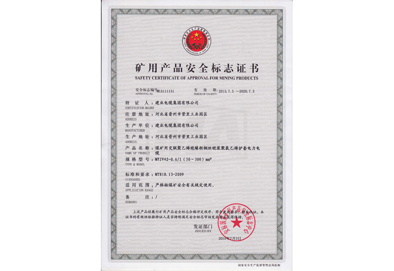 煤矿安标认证证书-快盈VIII