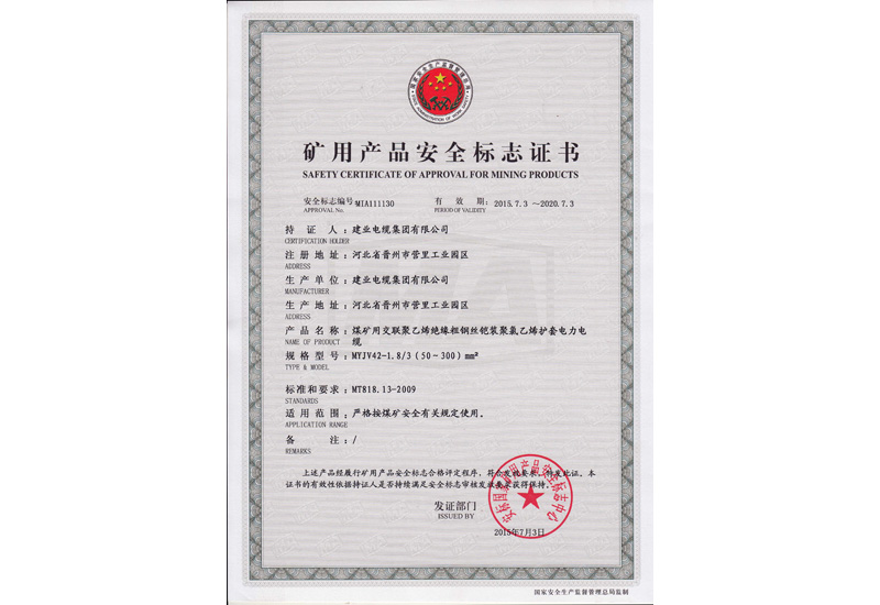 煤矿安标认证证书-快盈VIII